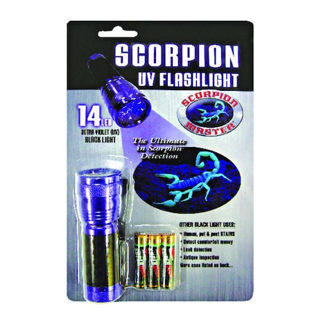Scorpion Master Scorpion 14 LED Black/Purple LED UV Flashlight AAA Battery 302479